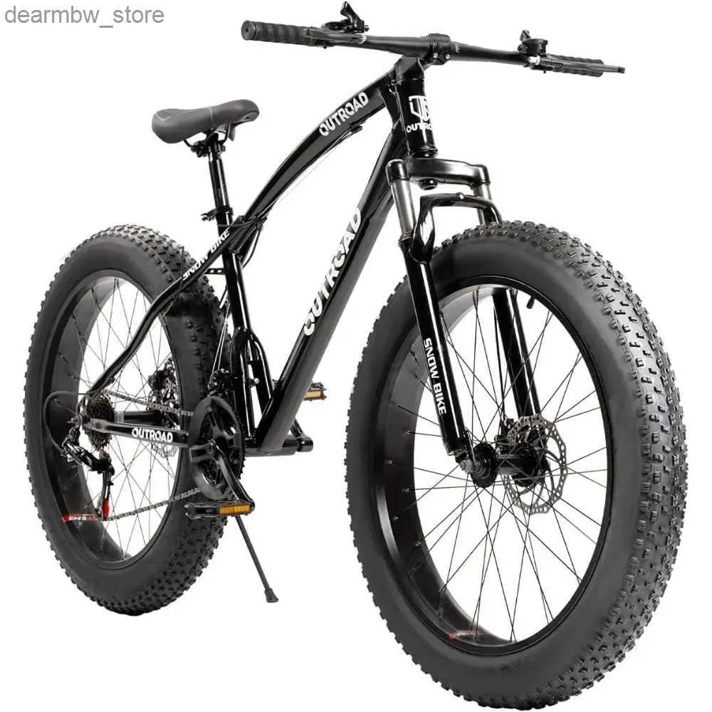 Bikes Vélo avec des pneus gras de 26 pouces 21 vitesses à double suspension avant freins à disque et un cadre antidérapant en acier à haute teneur en carbone L48