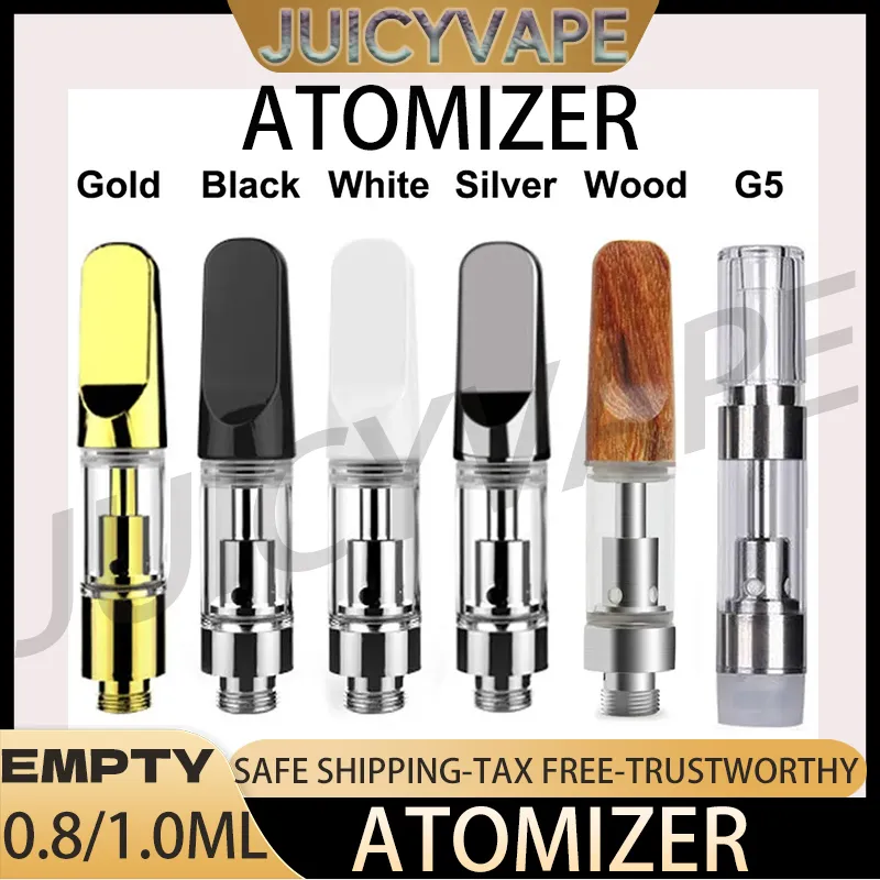 wholesale gold wood silver G5 cartridge vapes carts cartridges vapes atomizers glass tank thick oil vaporizer e cigarette 510 thread empty with packaging 0.5/0.8/1ml