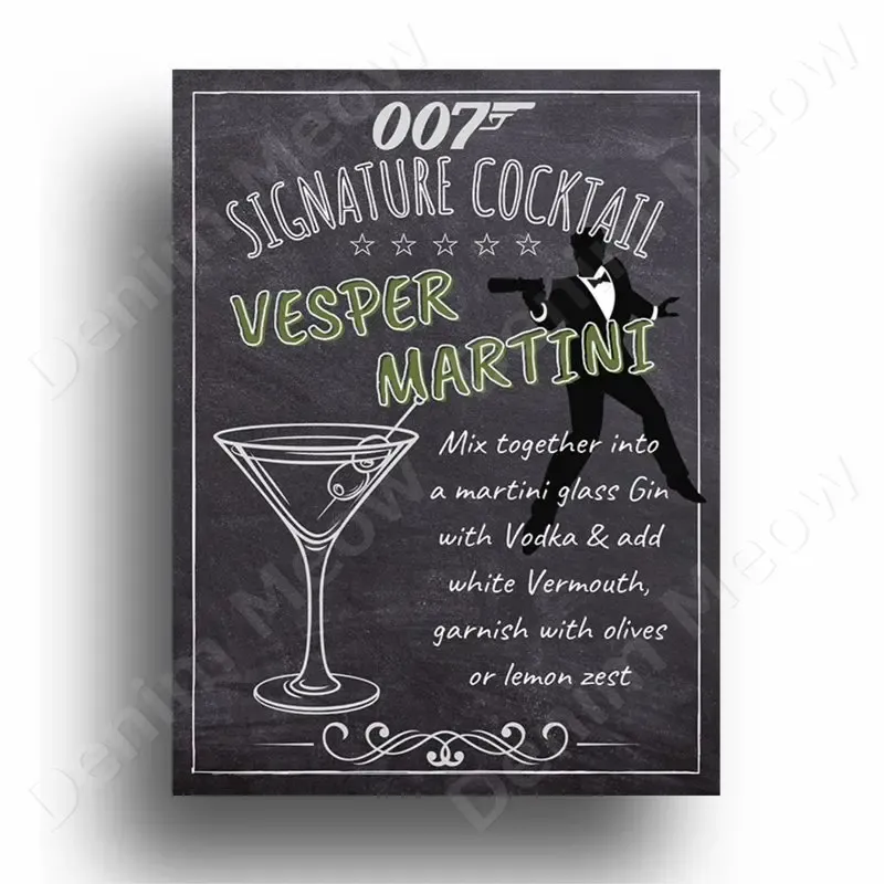 Bamboo Cocktail Plaque, Vintage Tin Sign, Vesper Martini, Metal Sign, Aperol Spritz, Wall Decor, Bar, Man Cave, Club Decoration