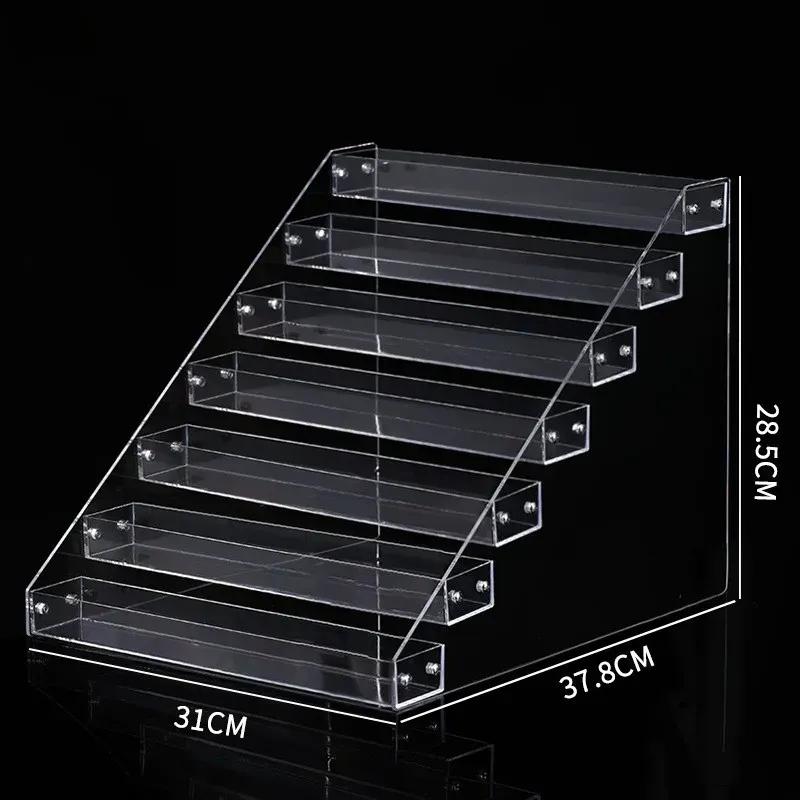 Akryl Makeup Cosmetics Organizer Nail Polish Lipstick Parfym Storage Rack Hållare Clear Mini Figurer Toys Display Stand