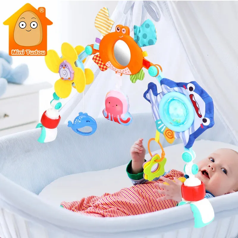 Детская игрушечная коляска Arch Musical Rattle Регулируемая клип Crib Mobile Vishing Bed Bell 0 12 месяцев образовательные игрушки для рожденного подарка 240409