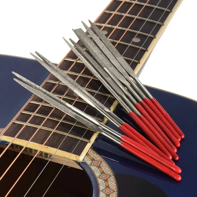 Guitar File Fret Nut Saddle Slot Pickguard Grinding File Group Set Luthier Repair Tool Burnish Tool Guitar Parts- for Luthier Repair Tool