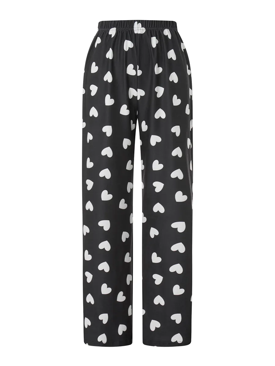 DHgate Ultra Soft Heart Print Pajama Pants for Women Comfy Drawstring Sleep Lounge Bottoms Baby Kids Maternity