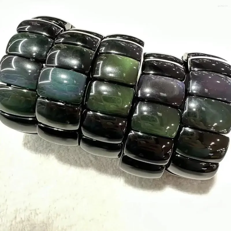 Strand Stone Bracelet Natural Colorful Obsidian 15x24mm Bracelets For Women Men Simple Energy Academic Magnetic Field Jewelry