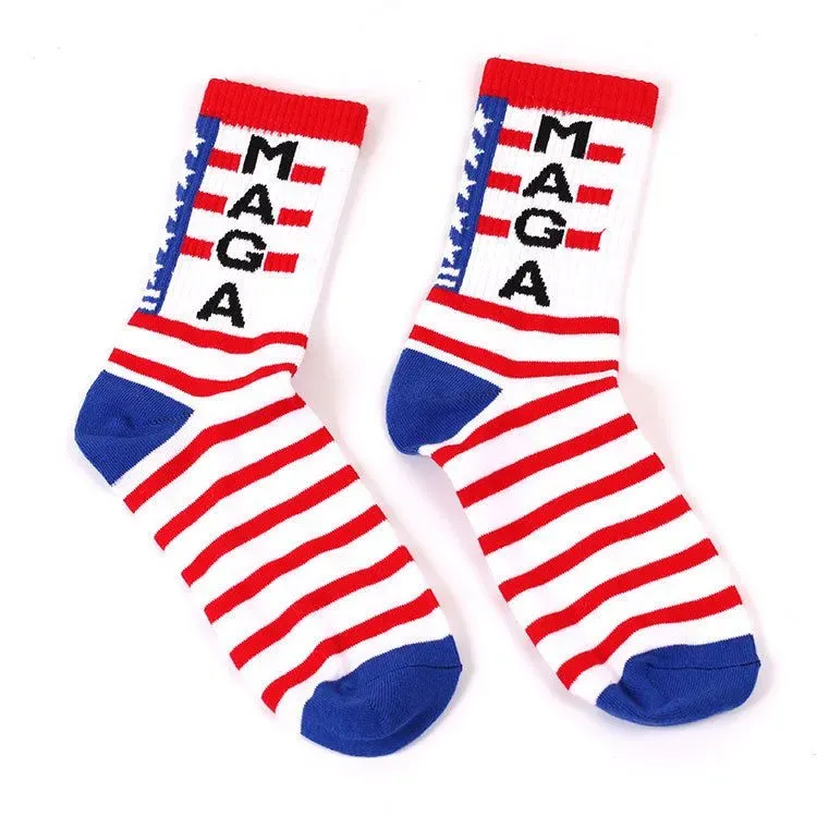 NEW Decor Socks Donald Trump MAGA General Election Stars Striped Casual Unisex Stocking