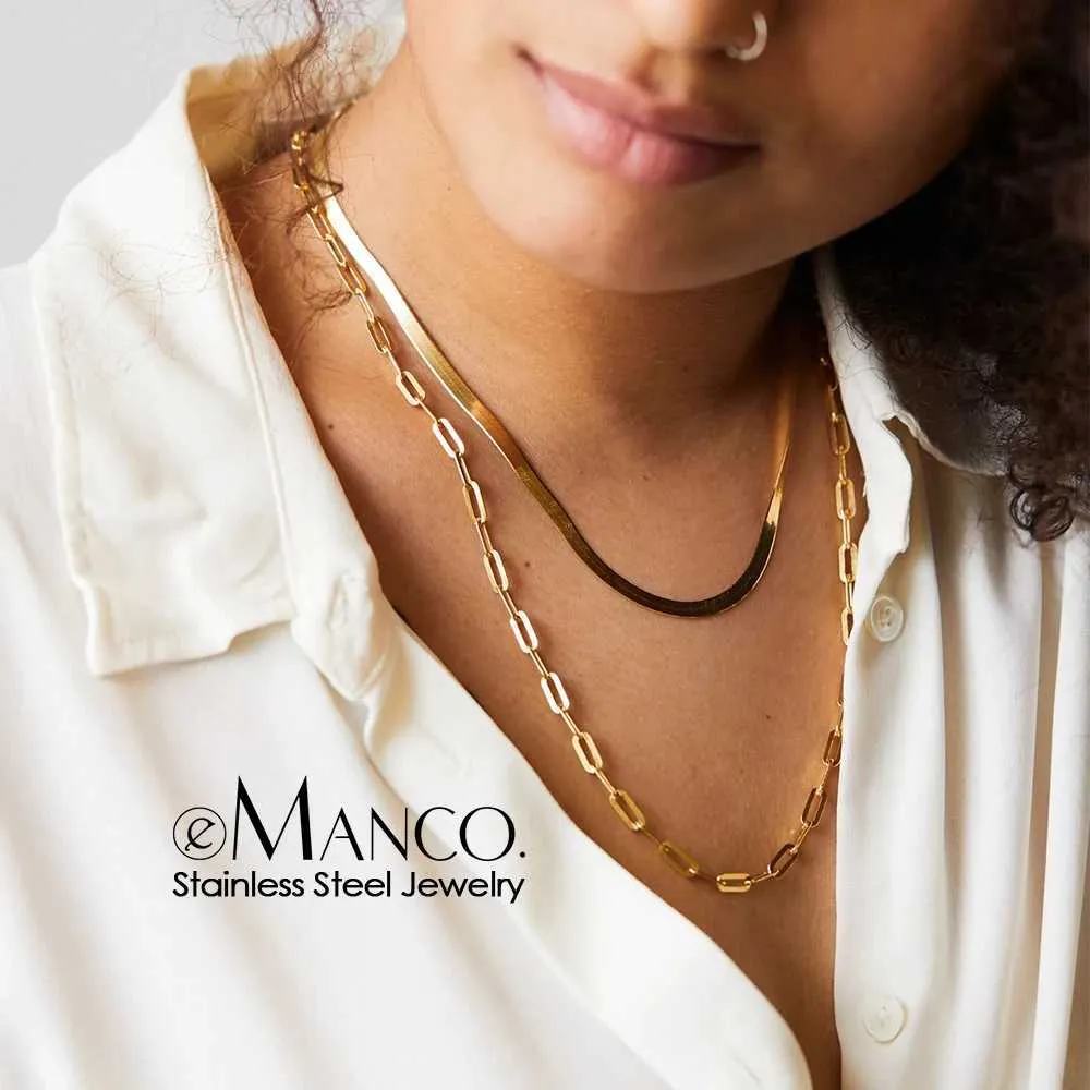 Pendant Necklaces EManco Chain Necklace Stacked Multi Thin Chain Womens 316 Stainless Steel Chain JewelryQ
