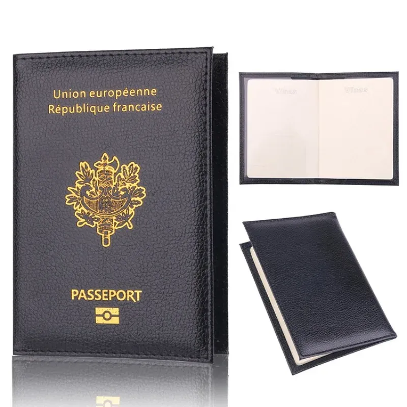فرنسا جواز سفر تغطية PU الجلود بطاقة الائتمان فتحة Porte-Passeport Housse الرجال