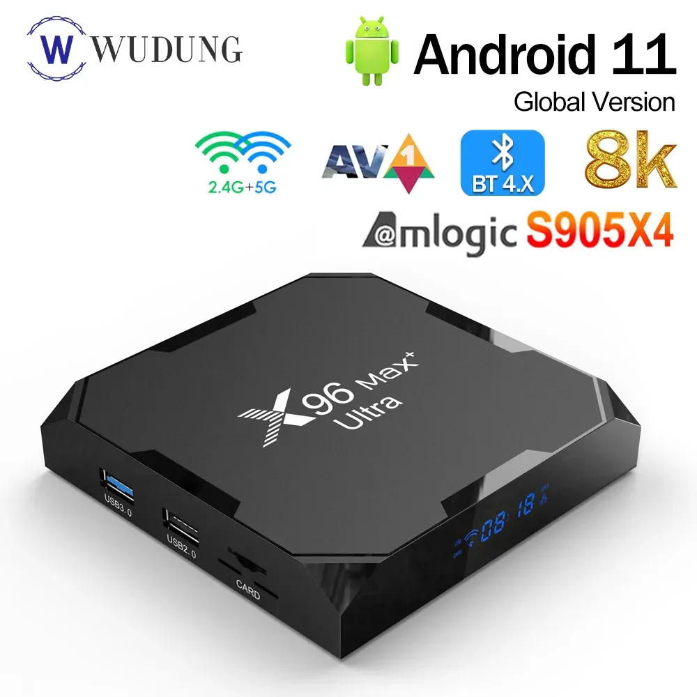 ボックスX96 Max+ Ultra TV Box Android 11.0 Amlogic S905x4 4G RAM 32G 64G ROM AV1 TVBOX BT 2.4G 5G WIFI 8K HDRメディアプレーヤーセットトップボックス