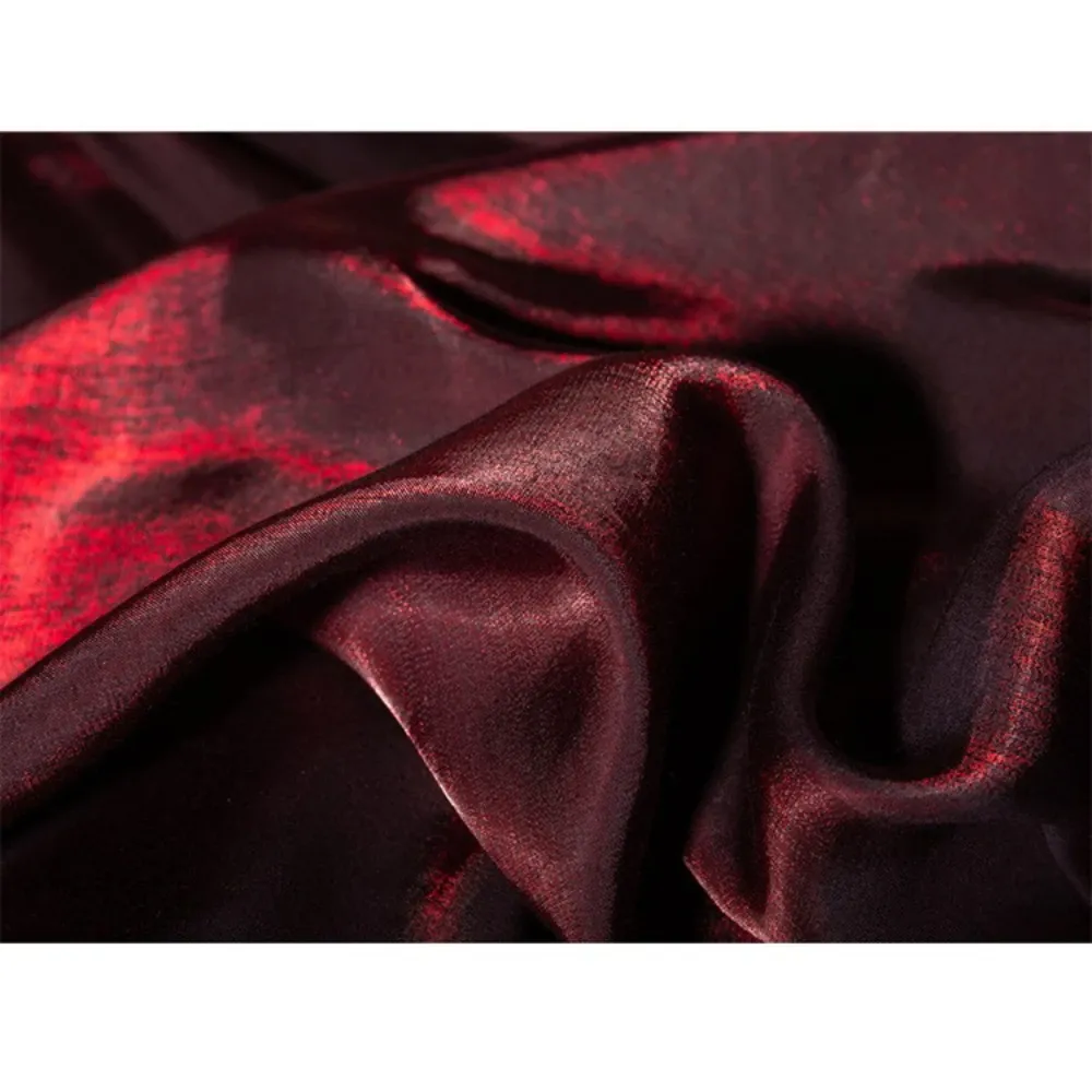 Tessuto rosso vino glitter per abito da festa, tessuti di seta vetrati per metri, tessuto da cucito a gradiente, forniture per cucire abbigliamento fai -da -te