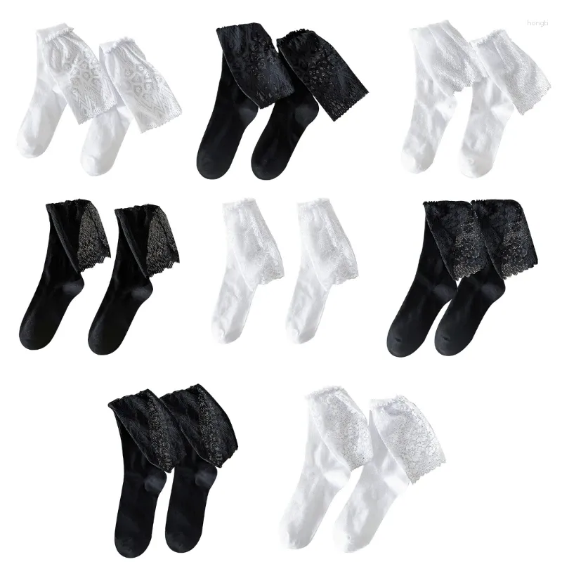 Femmes chaussettes femmes genoues high filles dentelle bowknot basses longues garnitures sexy pour jupe robe