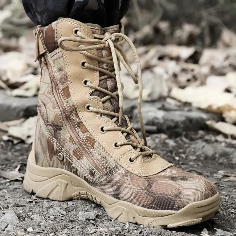 Boots Military Tactical Boots Men Winter Motocycle Boots Yellow Python Combat Army Shoes for Men Botas Desert Safty Black Work Shoes