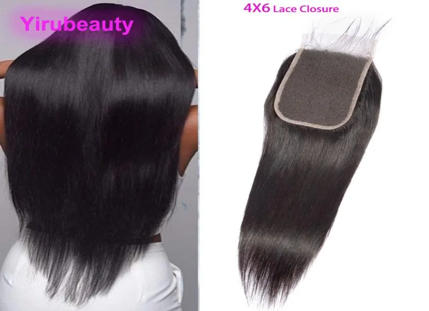 Peruvian Human Hair 4X6 Lace Closure Middle Three Part Straight Body Wave With Baby Hair Yirubeauty1789039