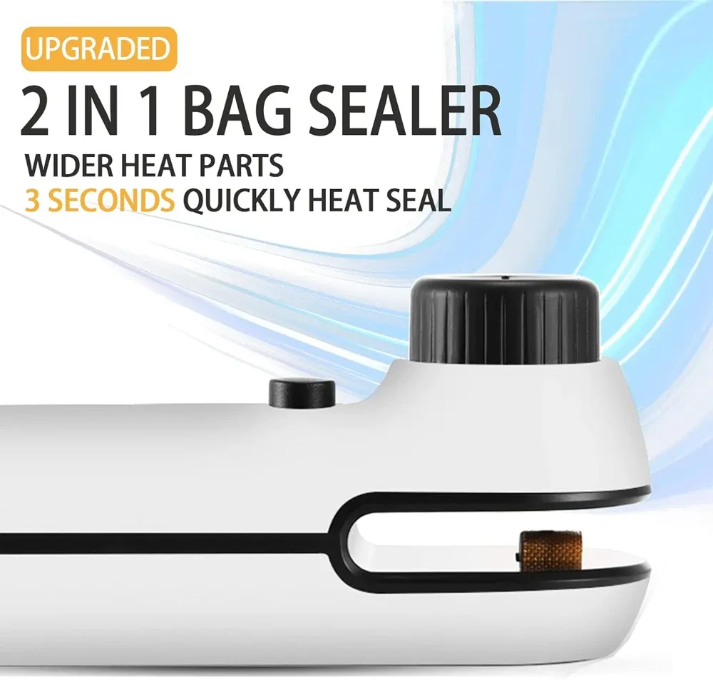 Mini Bag Sealer Rechargeable Handheld Heat Vacuum 2 in 1 Heat Sealer for Chips Plastic Bags Food Storage Snacks Storage Outdoor