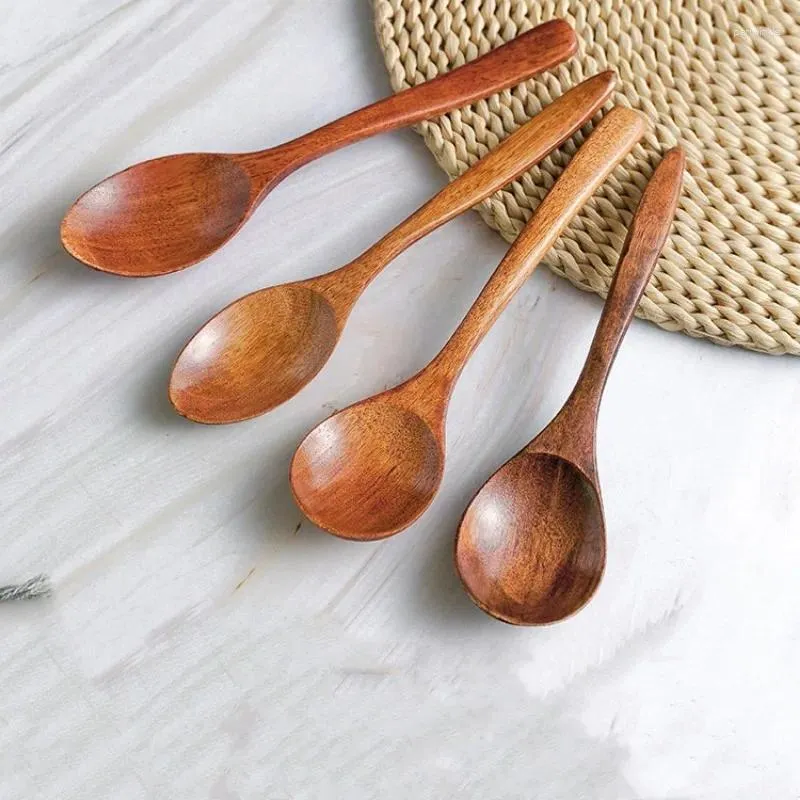 Spoons 1PCS Wooden Spoon Kitchen Chinese Style Natural Wood Soup Tableware Cooking Honey Coffee Mixing