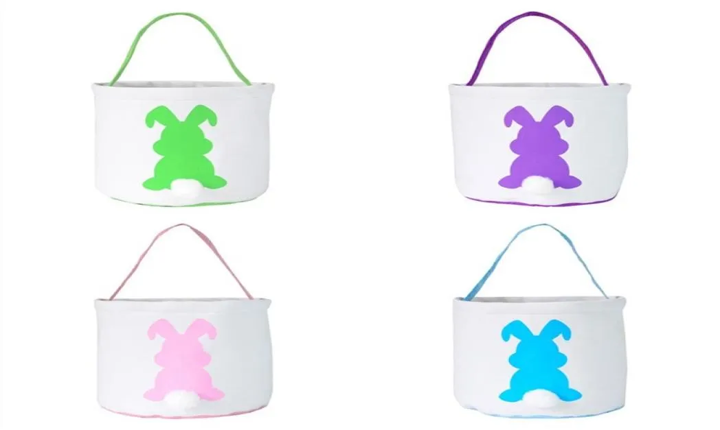 New Easter Bunny Ears Basket Bag Mix Color canvas easter basket bunny ears bags for kids gift bucket Cartoon Rabbit carring eggs B3054669