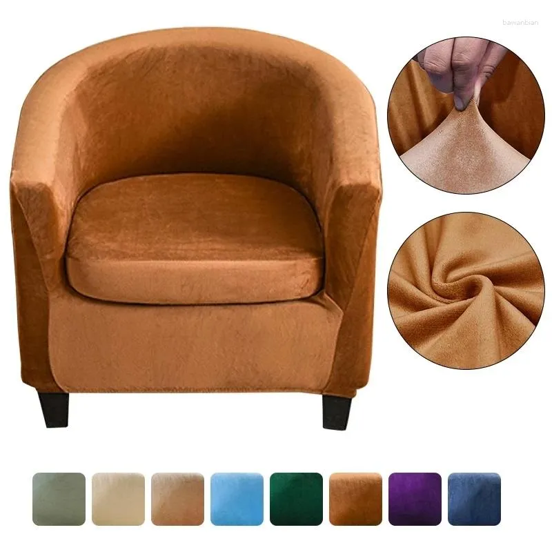 Tampas de cadeira Tuba de veludo de estilo dividido com tampa de almofada Removível Clube elástico de sofá de assento único removível