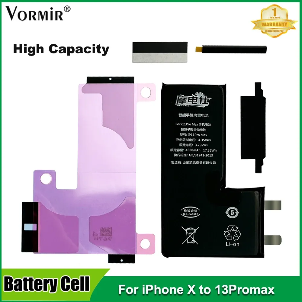 VORMIR BATTERY Cell No Flex for iPhone XR 11 12 13 Pro Max High Captive Battery Cell No Message Pop-ups Soudage Spot requis