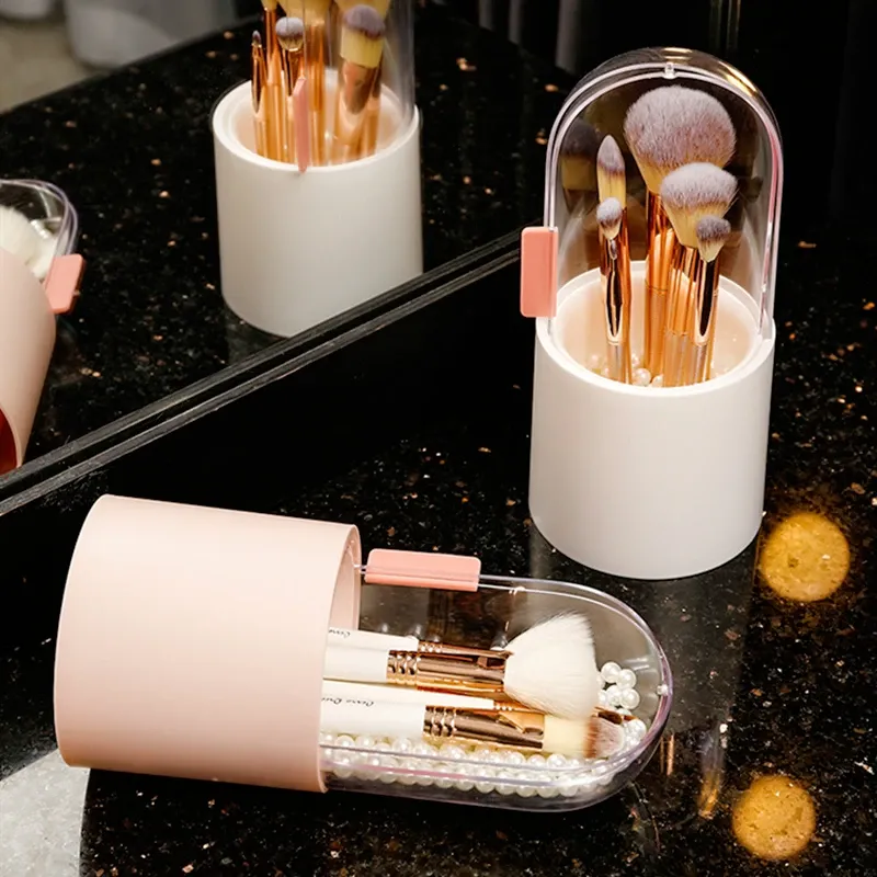 Makeup Brush Storage Tube Eyebrow Pencil Eyeliner Lip Gloss Cosmetic Organizer Keg Desktop Dammtät Make Up Tools Plast Box