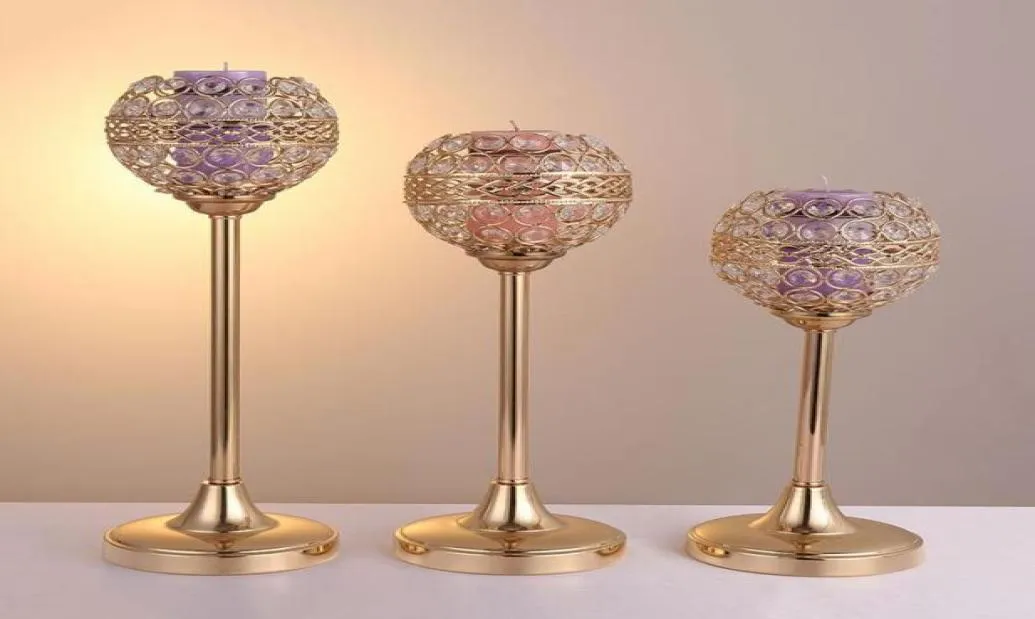 Kristal Metal Mum Tealight Sahipleri Stand Şamdanlar Düğün Partisi Masa Centerpieces için Şamdan Kabrumu Candelabra Tatil Evi 9010583