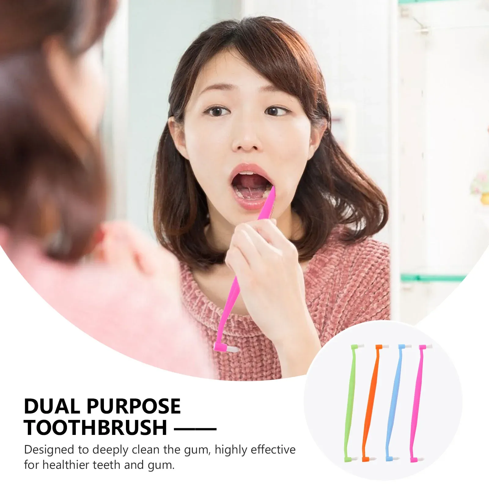 4st avsmalnande tandborste med dubbla huvuden Interdental Brush Cleaner