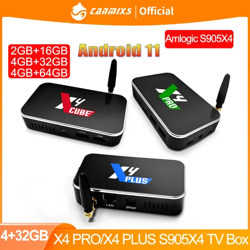 Box UgoOS X4 Pro 4GB 32 GB X4 Plus 64 GB X4 Cube Amlogic S905X4 Android 11 TV Box 1000m LAN Set Topbox 4K Media Player TV -ontvangers