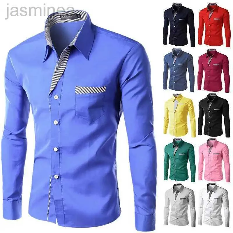 Mäns casual skjortor 2024 Hot Sale New Fashion Camisa Masculina Långärmad skjorta Män Slim Fit Design Formal Casual Brand Male Dress Shirt Size M-4XL 2449