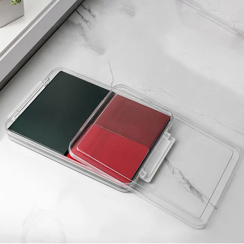 Desktop File Case Desk A4 Document Storage Box with Lid Space Saving Stationery Storage Box for Photo Album Notebook Notepad