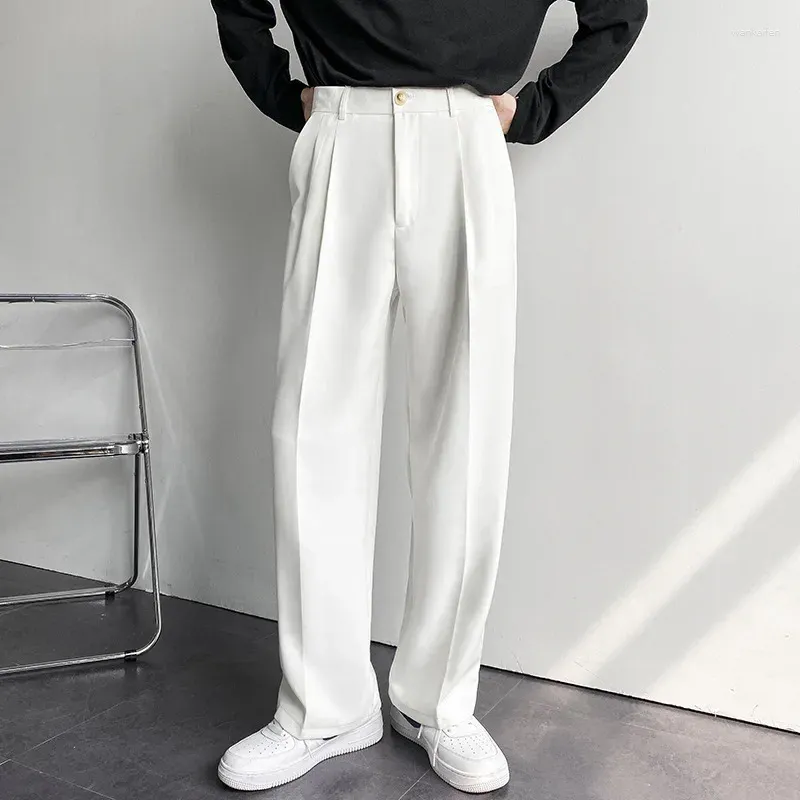 Men's Pants 2024 Men White Straight Fashion Korean Loose Suit Trousers Casual Draped Baggy Wide Pant Male Streetwear