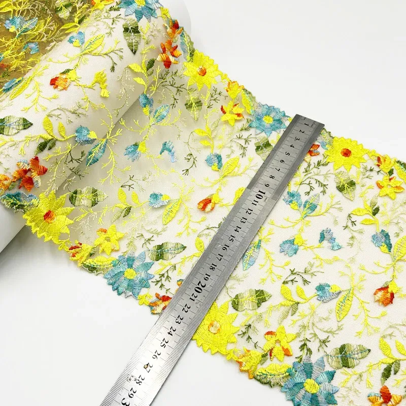 New 1 Yards Double Sided Yellow Exquisite Small Flower Elastic Free Knitted Embroidery Underwear Lace Accessories