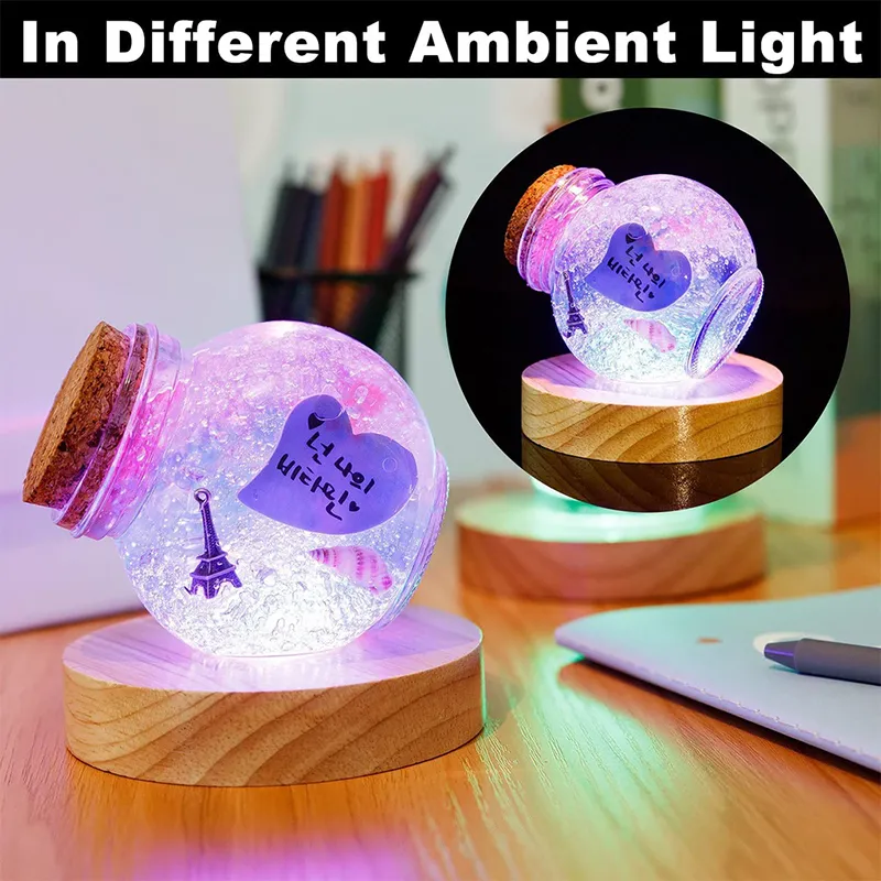 Led Crystal Display Wooden LED Crystal Display: Illuminate Art & Resin Creations with Warm ...