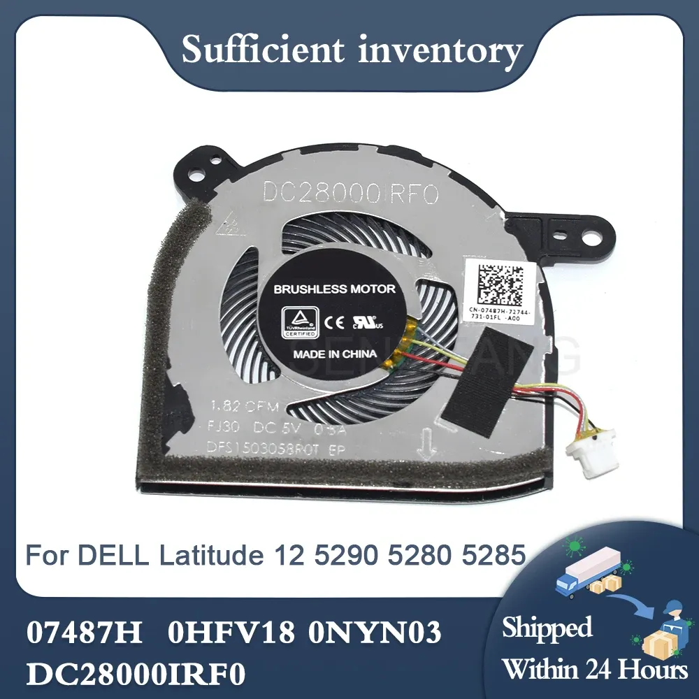 Pads Genuine New For DELL Latitude 12 5290 5280 5285 2in1 DC28000K5SL 07487H 0HFV18 0NYN03 CPU Cooling Fan Well