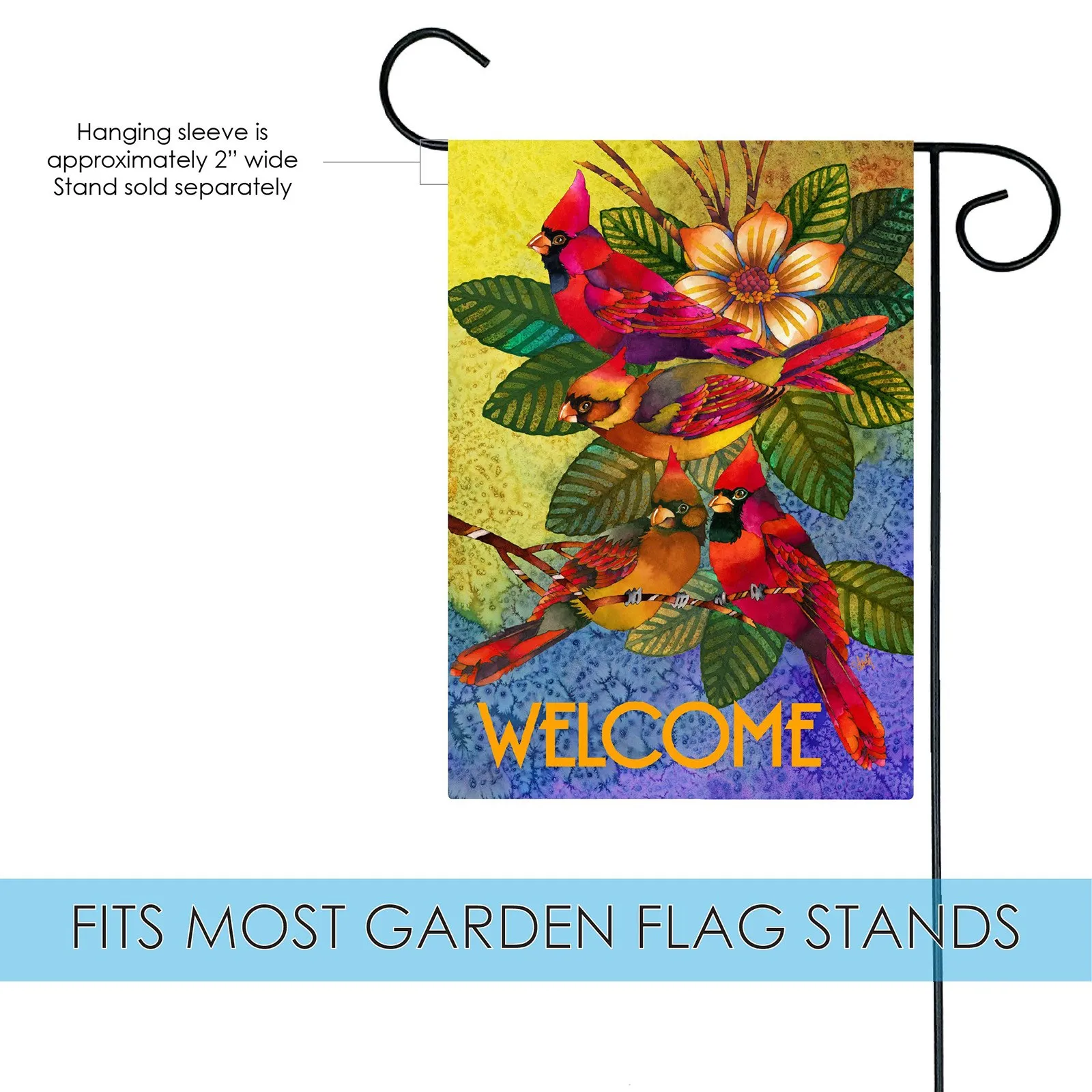 Printemps Bright Flowers Garden drapeau de vacances Flag de vacances numérique Imprimé double face * Banner d'oiseaux pour la fête d'anniversaire