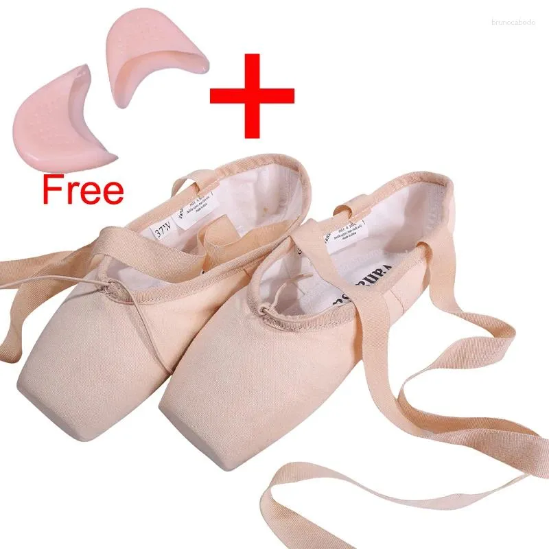 Dansschoenen canvas ballet pointe met gel teen pad girls dames roze professional 31-40W