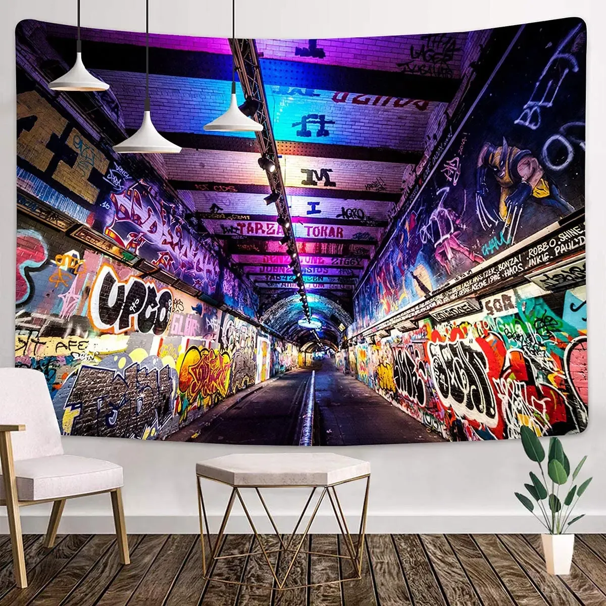 Graffiti Tapestry Hip Hop Hippie Art Art Mur de fête à thème suspendu Tapisserie cool chambre