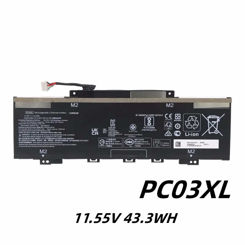 Batterien PC03XL 11.55V 43,3WH Laptop -Batterie für HP Pavilion X360 15ER0125OD 14DW0021NA PCO3 TPNDB0E M24421271 M24648005 HSTNNOB1W