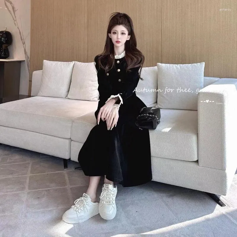 white christmas dresses Tavimart Black French Vintage Velvet Dress Women Korean Elegant Evenin –  tavimart main image 0