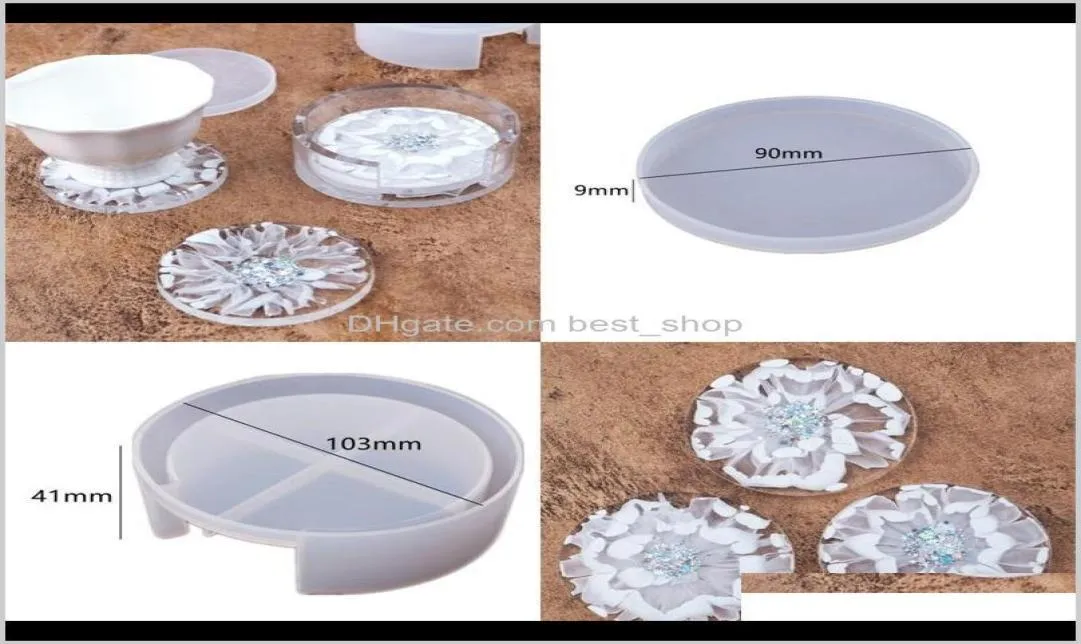 Diy Epoxy Resin Sile Molds Transparent Circular Crystal Storage Box Drop Glue Round Coaster Craft Tools Mould Heat Resistant 9 5Rh2819918