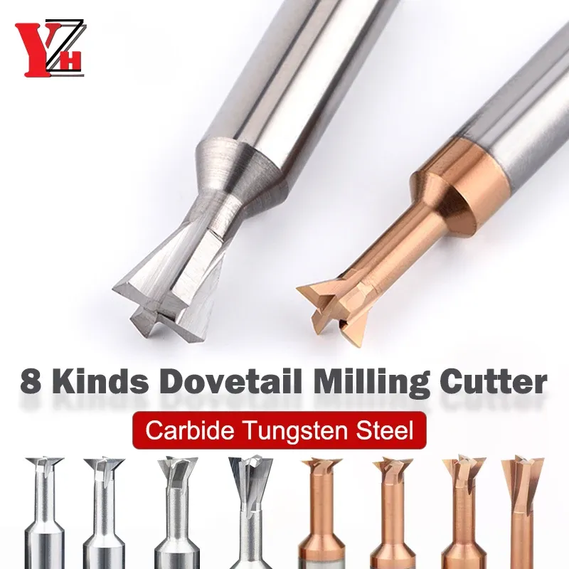 YZH CARBIDE Dovetail Milling Cutter 30 45 60 75 grad 4mm 6mm 8mm 10mm 12mm 14mm volfram Machining Tool för stål för aluminium