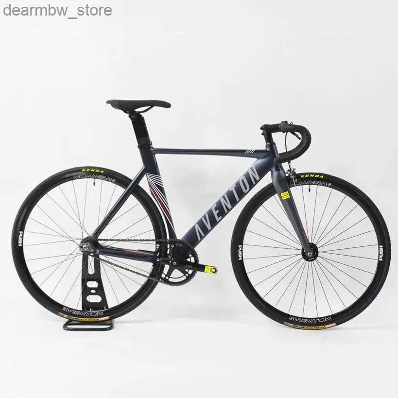 Bikes AVENTON MATARO Fixed Gear Bike Sing Speed Track Fixie Bicyc 700C Aluminum Frameset Carbon Fork and Areo Seatpost V Brake L48