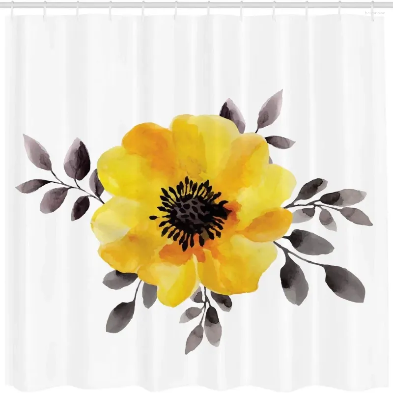 Занавески для душа цветочная занавеска акварелированное изображение одинокого и листья современной художественной ткани ткань