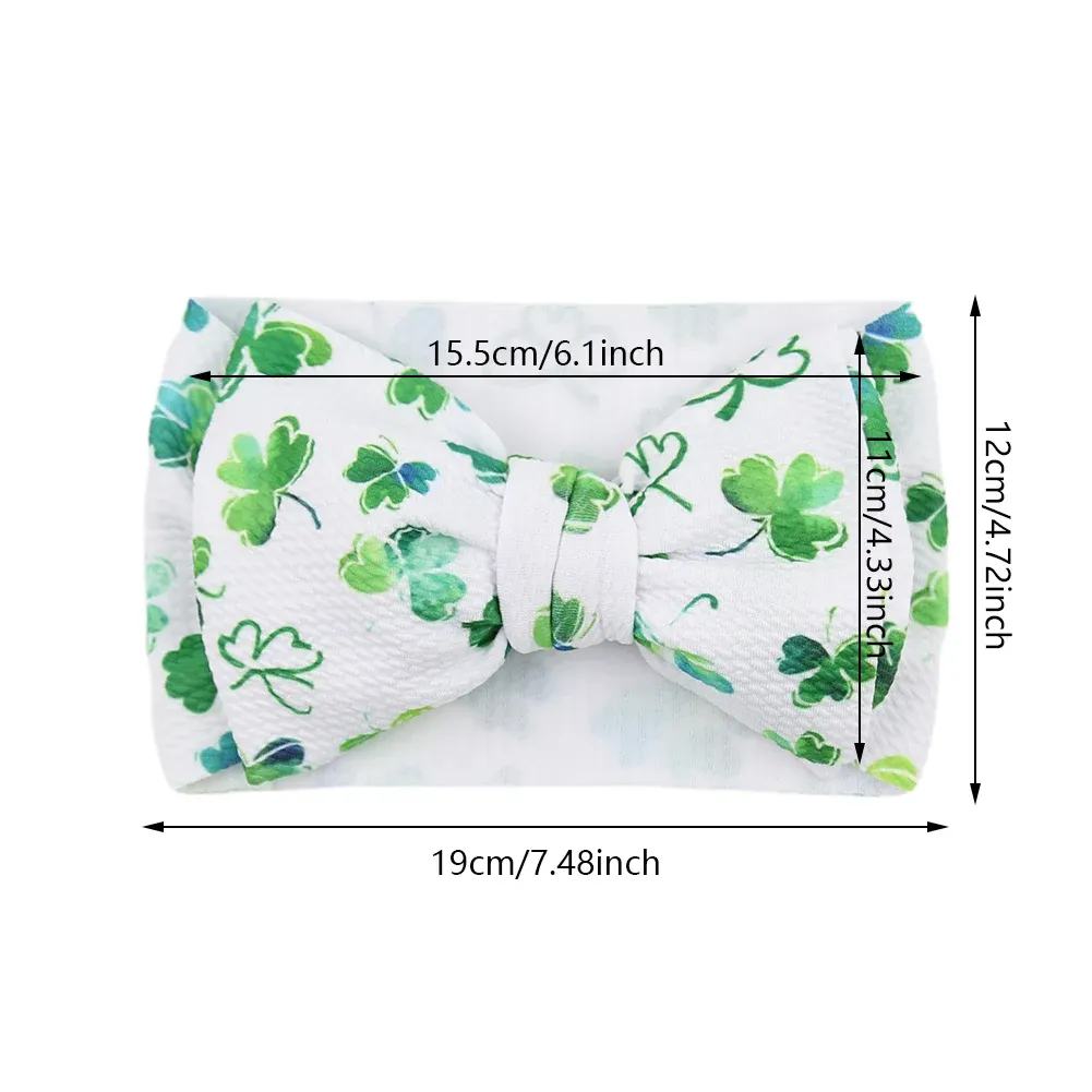 2Pcs/Lot Green Headbands for St Patrick's Day Clover Bow Headwraps Baby Girls Bullet Fabric Hairbands Kids Hair Accessories