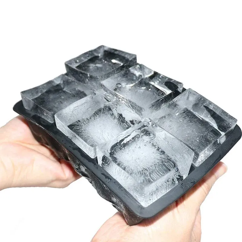 4/6/8/15 Grille Big Ice Tray Moule de moule Borne Grande Food Grade Silicone Cube carré Moule de moule Diy Bar Pub Blocs Ice Blocs Ice Maker Modèle