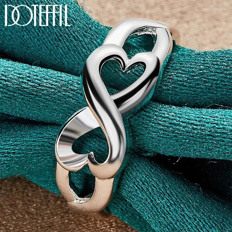 Cluster Anneaux 925 Sterling Silver Heart Ring Classic For Woman Fashion Wedding Engagement Party Gift Warm Bijoux