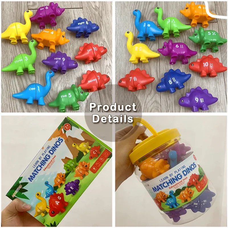 Kids Rainbow Matching Dinosaur Montessori Toys Letter Digital Color Shape Educatieve zintuiglijke sorteerspellen Early Learning Toys