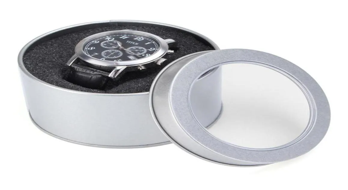 Laagste zilveren ronde metalen sieraden horloge geschenkdoos vitrage met kussen 354x236quot horloge organisator boxhouder glitte2892269