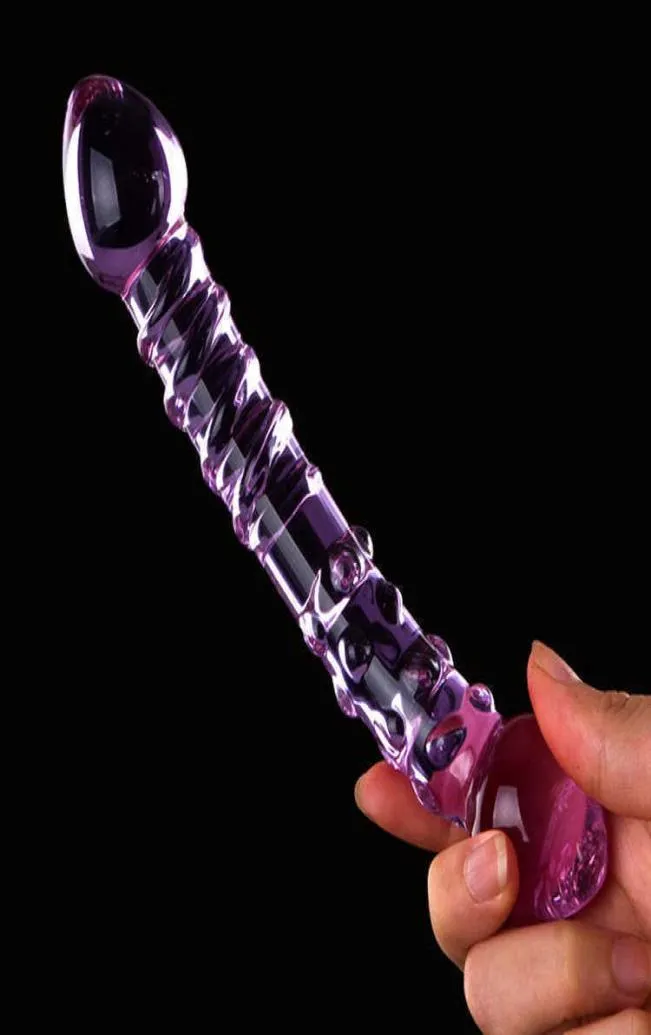 Sesso giocattolo viola pyrex cristallo dildo giocattoli sessuali di sesso di dildo pene femminile anale giocattoli per adulti per donne massaggiatore corporeo2445589