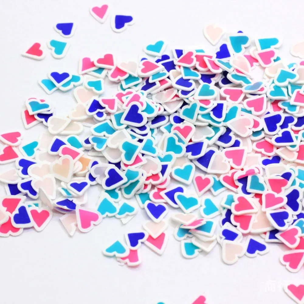 50 g di fette di cuore adorabile misto polimero spruzzi di argilla calda per artigianato decorazioni per nail art fai -da -te graffio