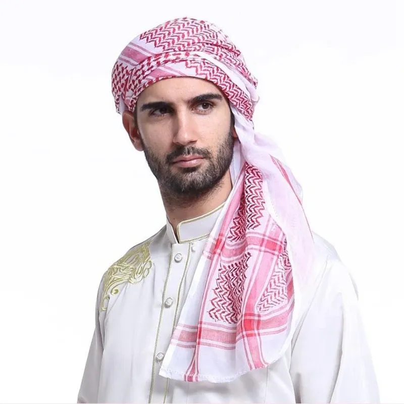 衣類イスラム教徒のアラビアのヘッドスカーフ多機能Keffiyeh Shemagh Scarf Military Tactical Tutical Turban祈り帽子格子縞のスカーフ140*140cm