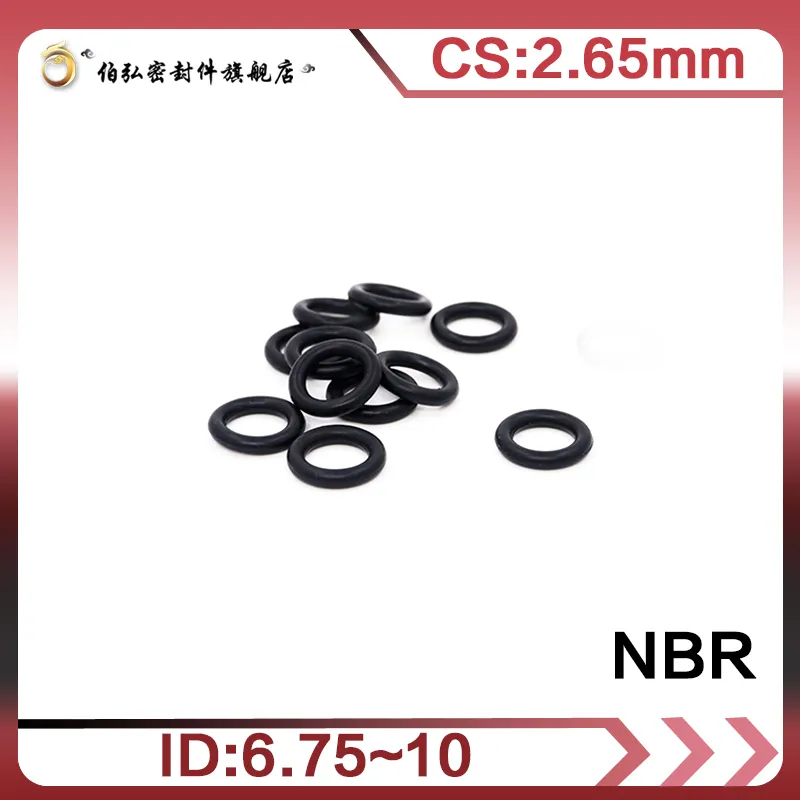 Nitril Gummi O-Ring 50pcs/Los Schwarzer NBR-Versiegelung CS2.65mm ID6.75/7.1/7.6/8/8.75/9/9.5/10mm O-Ring Dichtung Dichtungsring