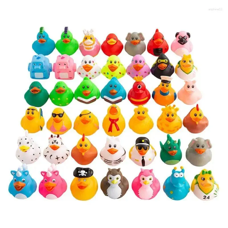 Dekorativa figurer mini gummi ankor ducky barn baddusch leksak födelsedagsfest gynnar simning vatten lek leksaker 20 st för